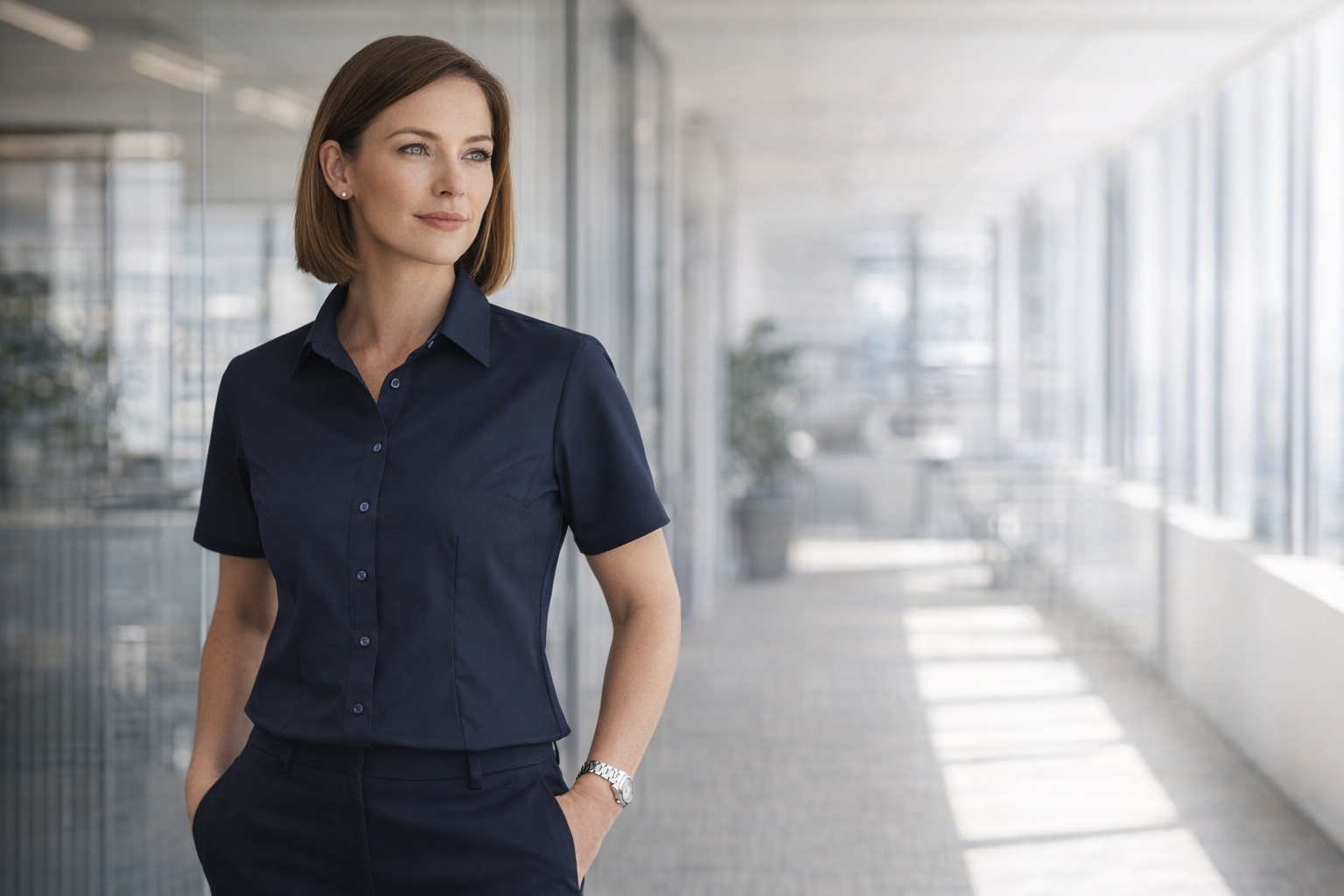 Ladies' Short Sleeve Easy Care Oxford Shirt personalizzabile